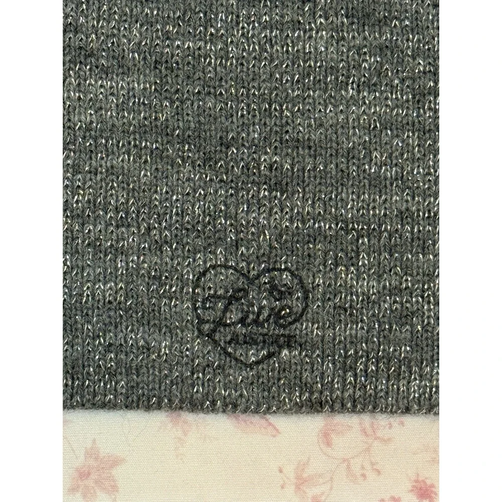 Justice Gray Cat Ear Knit Beanie Hat Glitter One Size